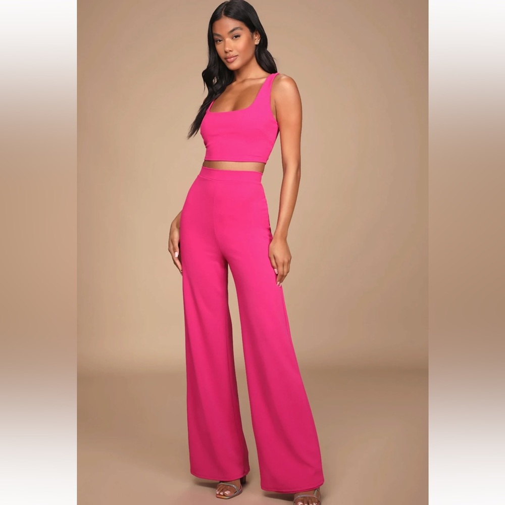 Lulu's Fuchsia Wide Leg Jumpsuit